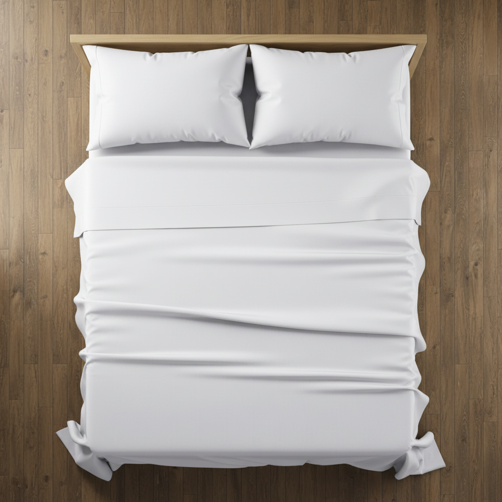 White Egyptian Cotton Sheets - top down flat lay view