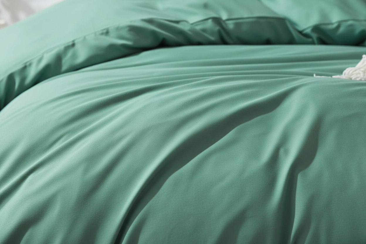 Basil Green Duvet Cover Set - Fabric Texture