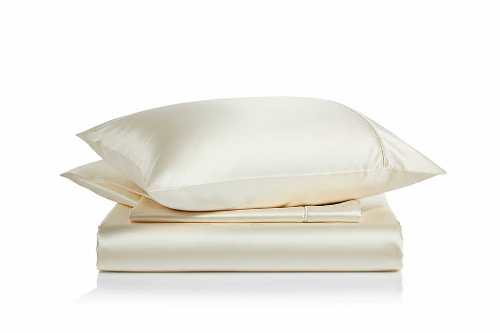 Ivory super king bed sheet set - folded stack product shot