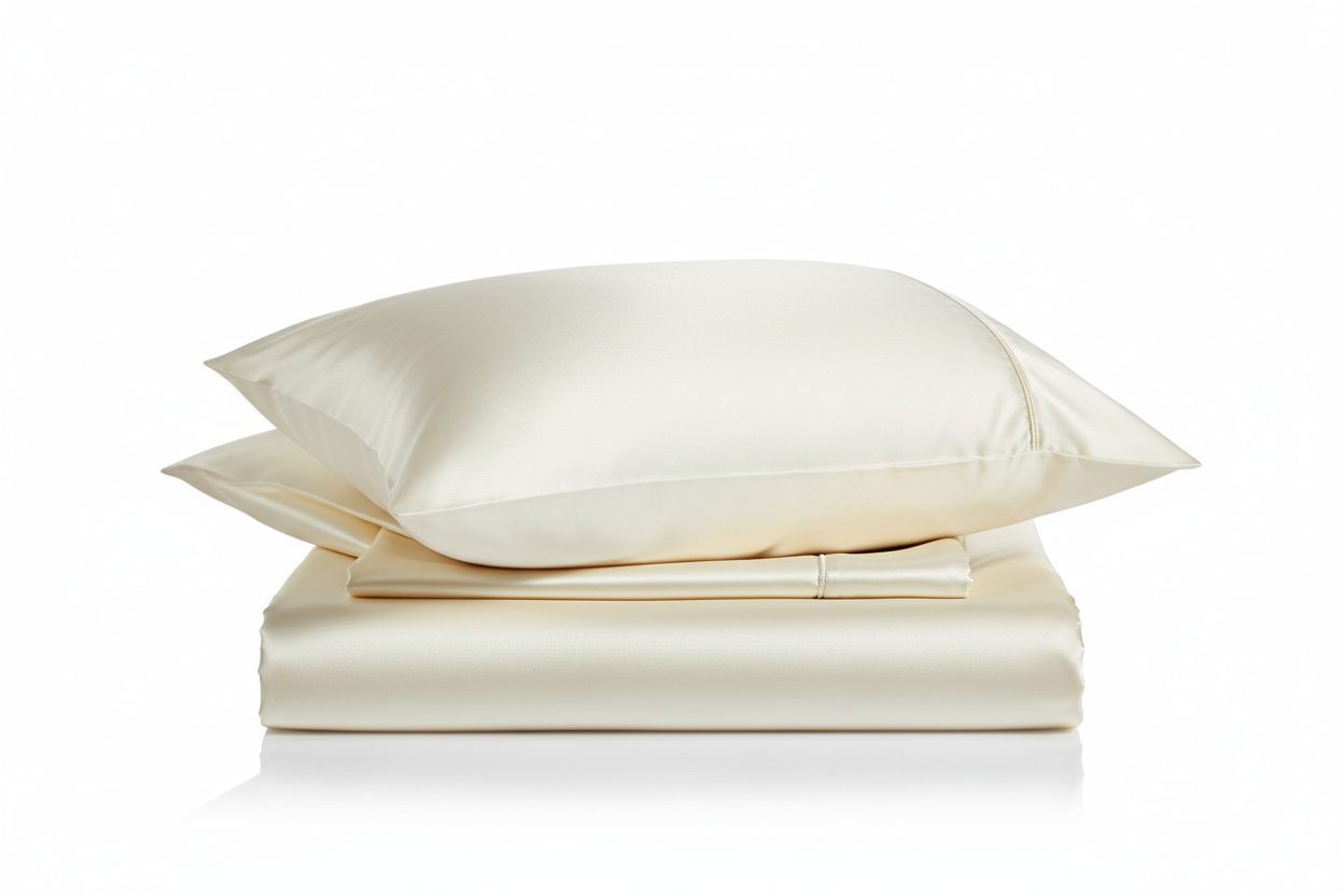 Ivory super king bed sheet set - folded stack product shot