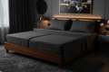 Black extra deep split king sheet set on adjustable bed