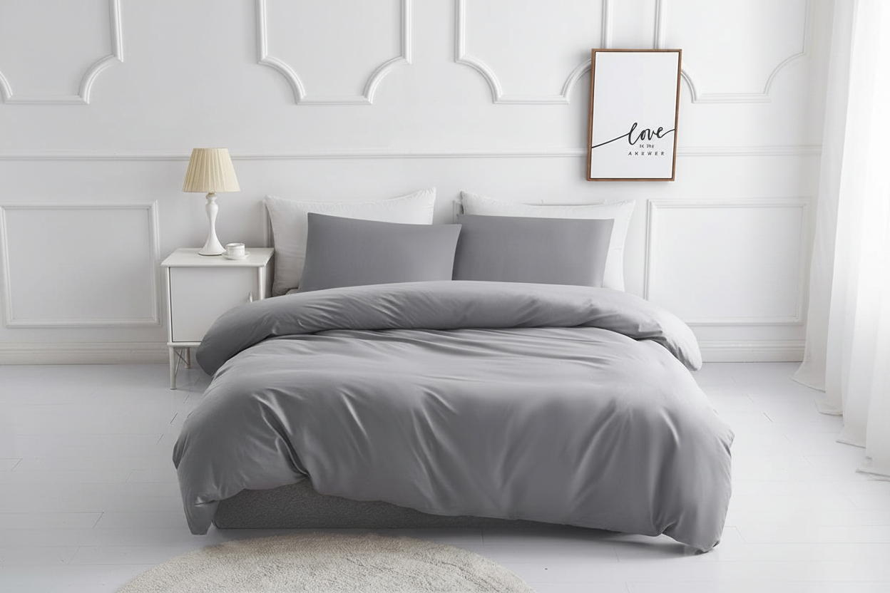 Light Gray Duvet Cover Set - Hero Shot