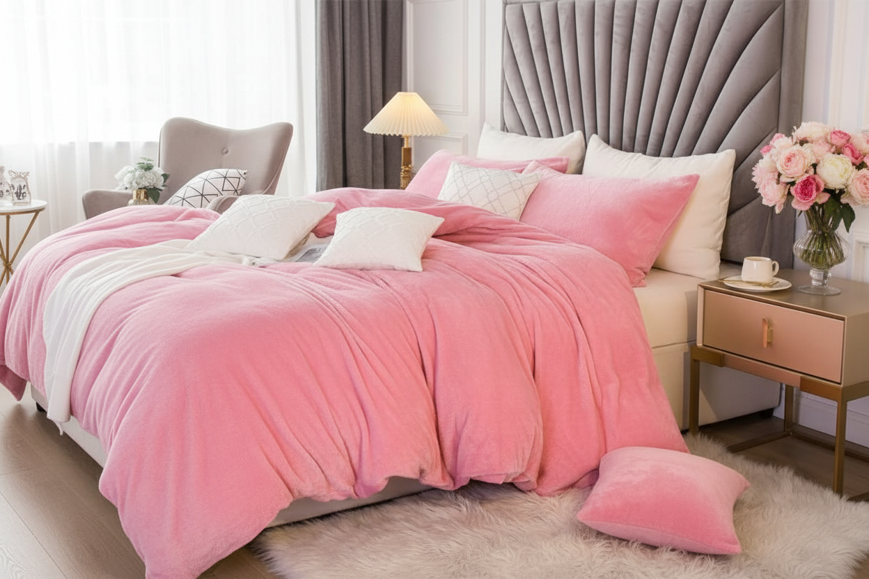 Plush Velvet Duvet Cover Set - Feminine Bedroom