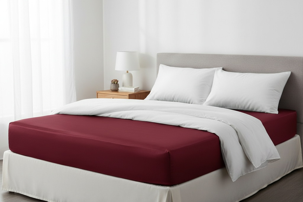 Solid Fitted Sheet - Wine Red