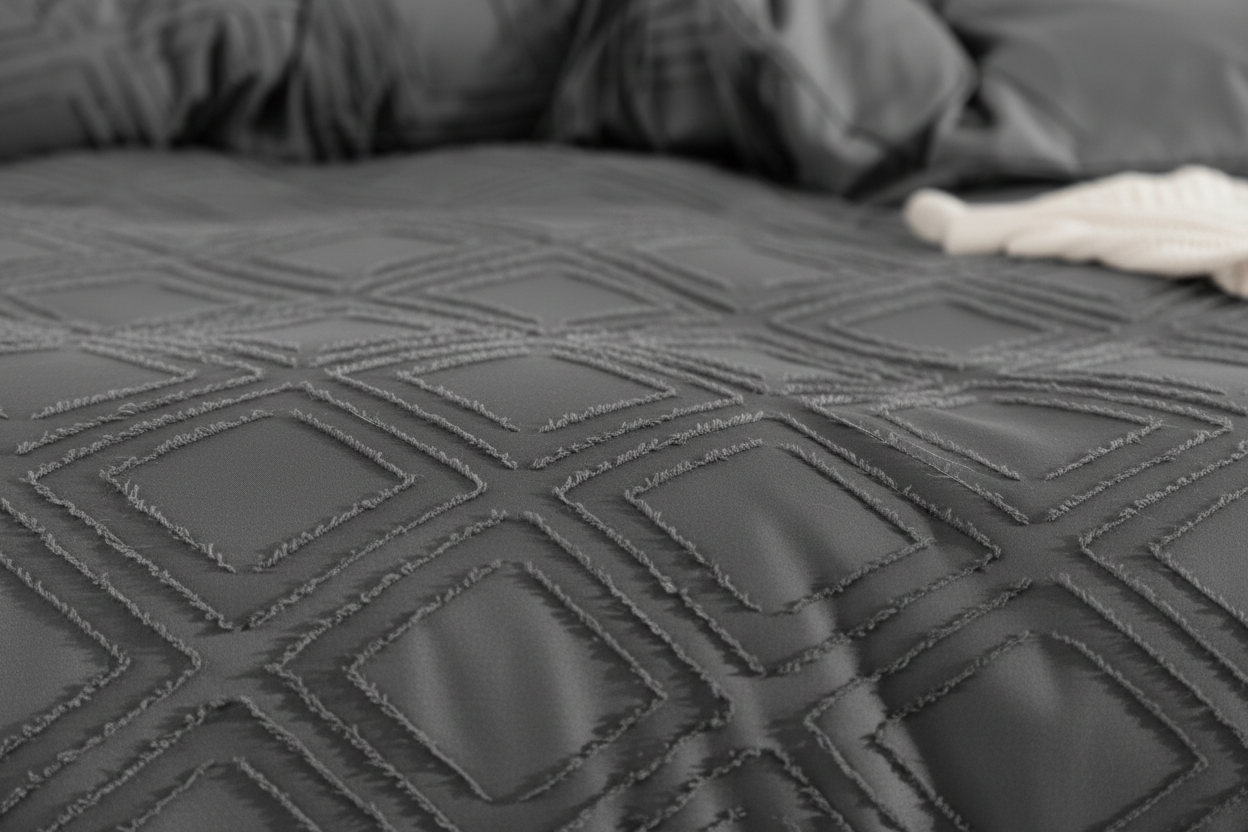 Tufted Boho Duvet Cover Set - Texture Detail