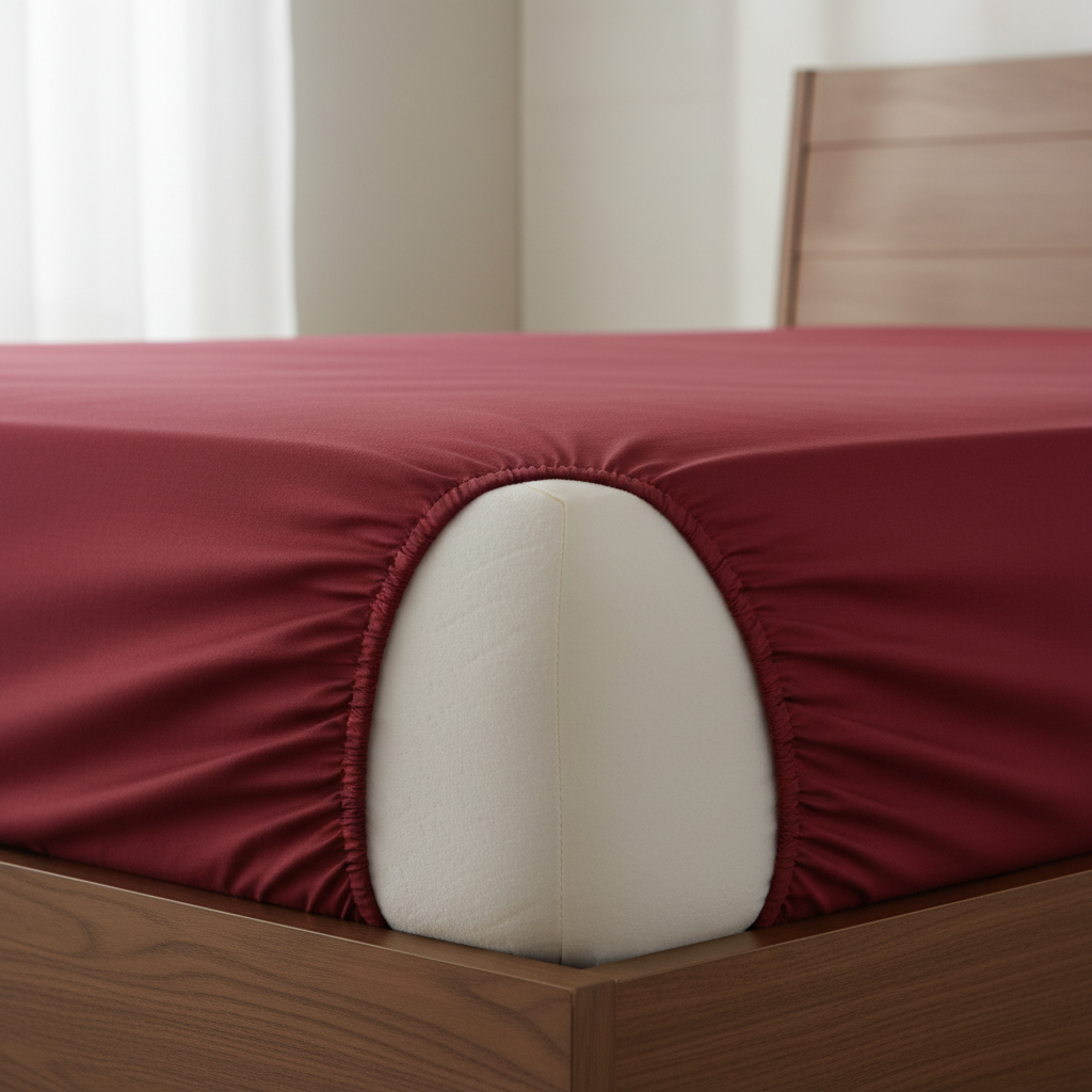 400TC Long-Staple Cotton Super King Sheet Set Rio Red - deep pocket fitted sheet corner detail