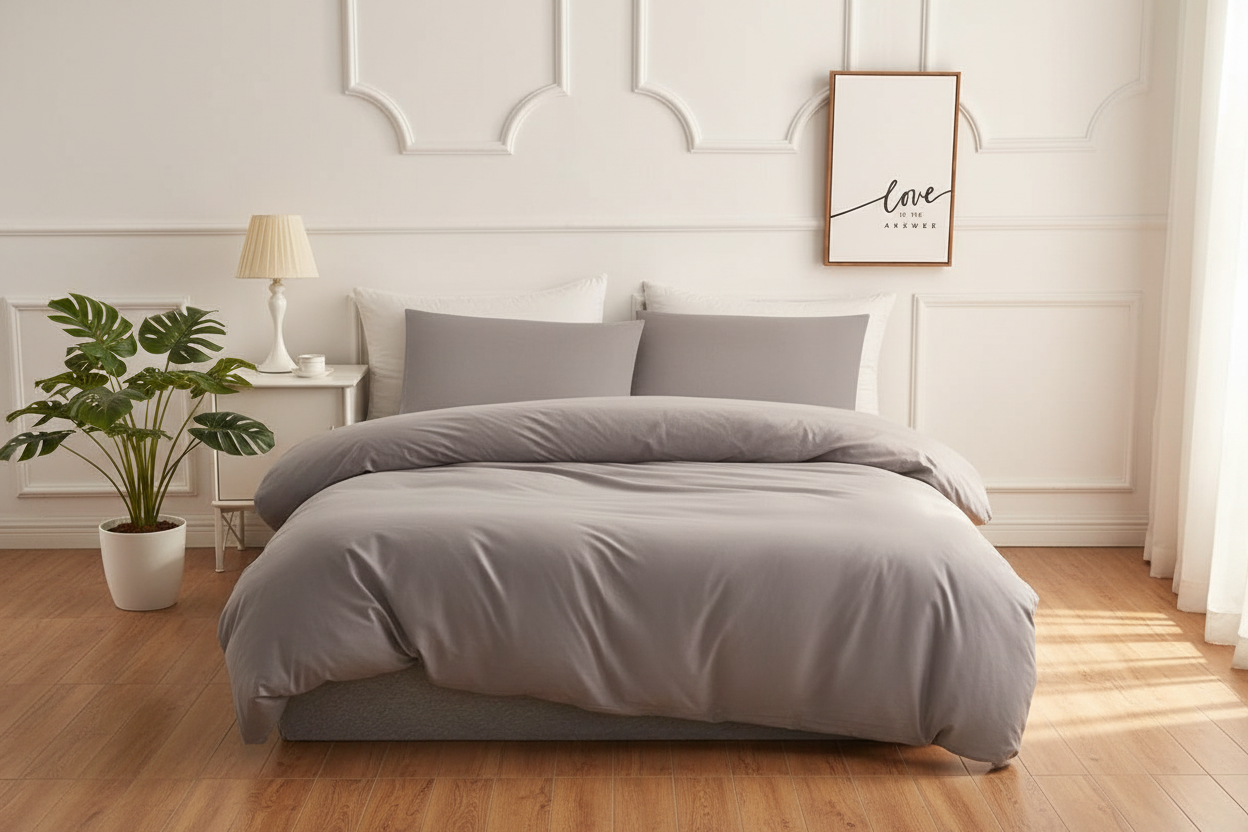 Light Gray Duvet Cover Set - Modern Bedroom