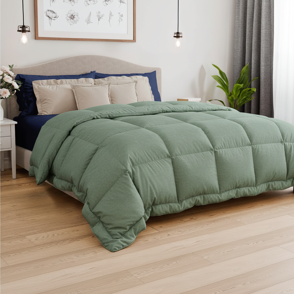 Down alternative twin comforter in sage green