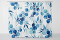Blue eucalyptus shower curtain full print flat lay view