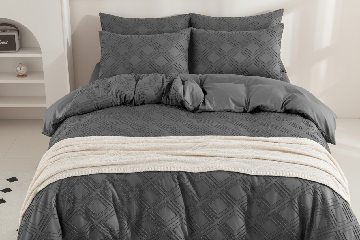 Tufted Boho Duvet Cover Set - Flat Lay