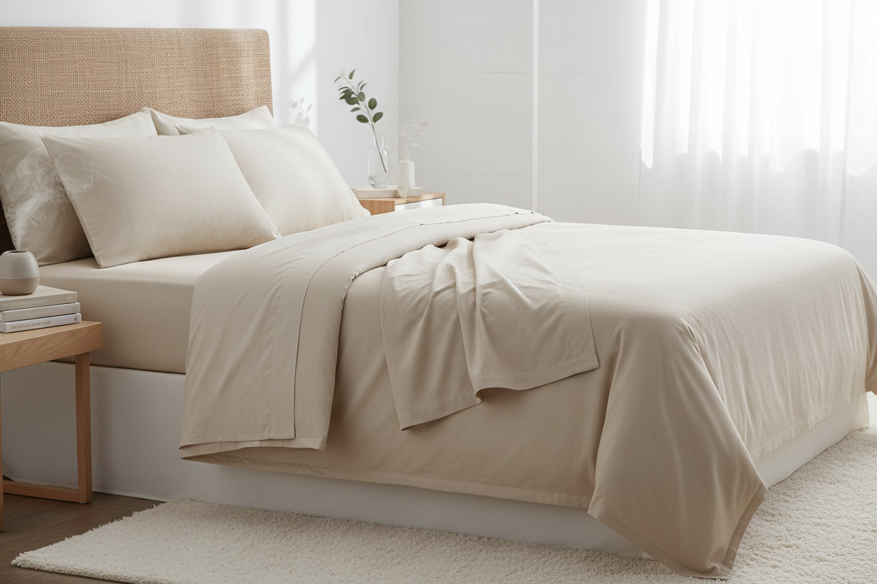Bamboo viscose full sheet set in linen