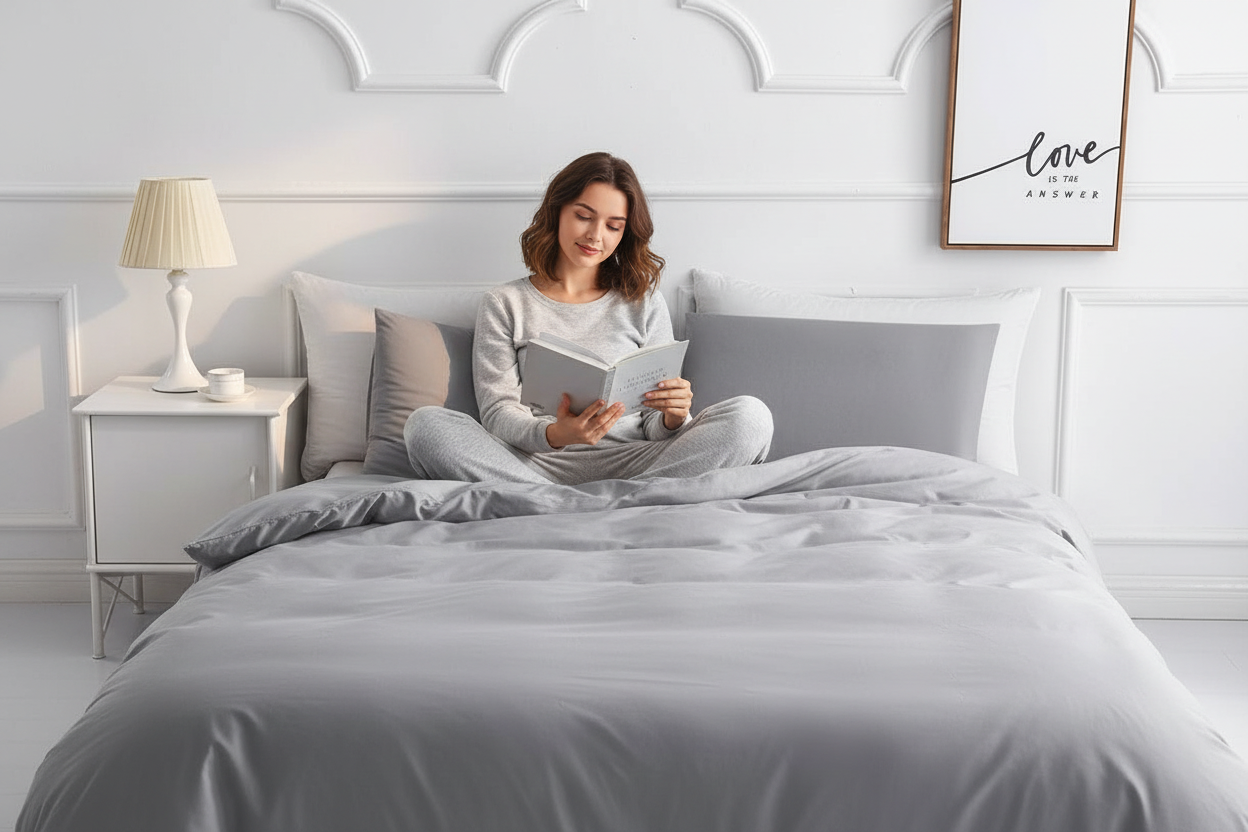 Light Gray Duvet Cover Set - Lifestyle