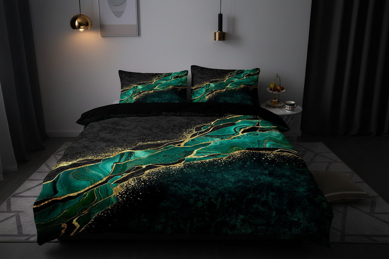 Green Marble Duvet Cover Set - Hero Shot