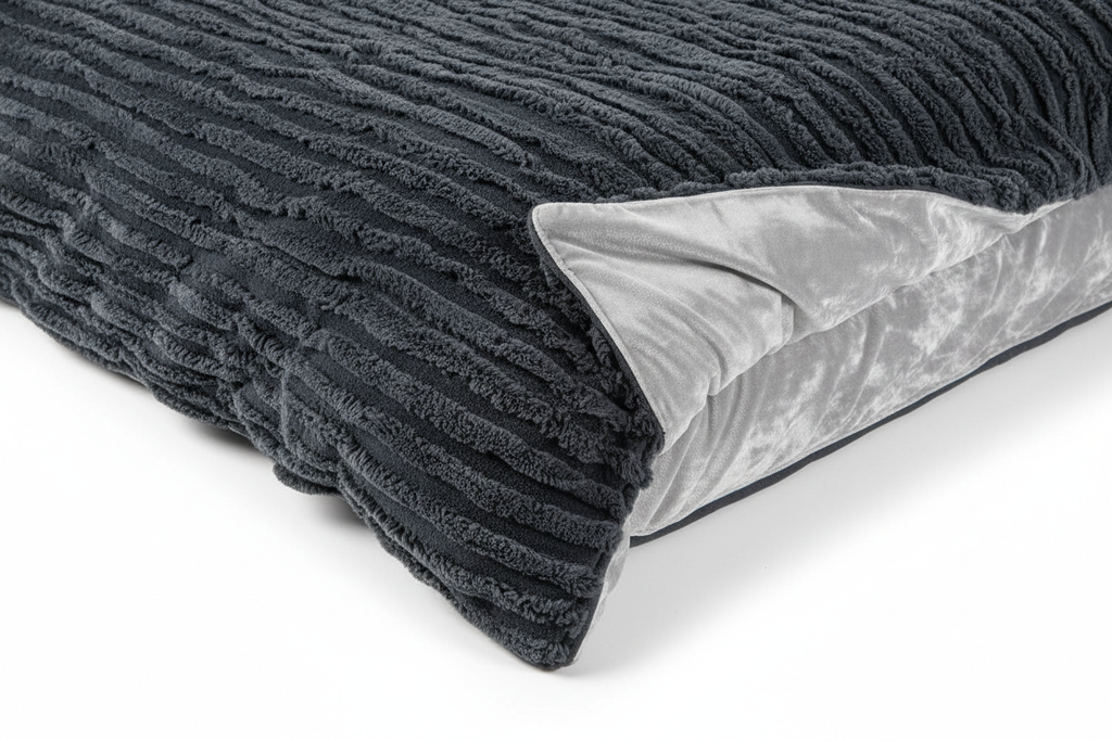 Y2K Plush Duvet Cover Set in Gray - Detail Shot