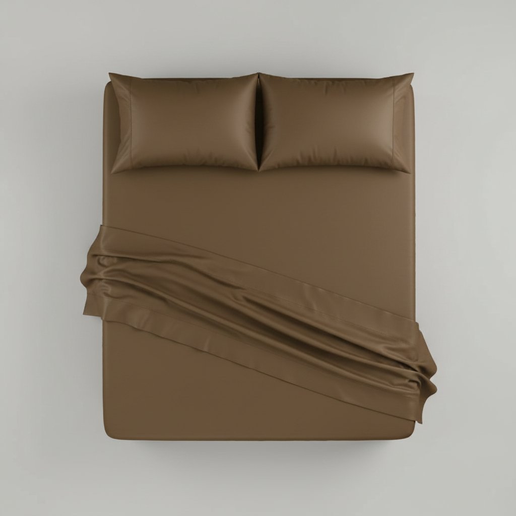 Chocolate Egyptian Cotton Bed Sheets - top angle view