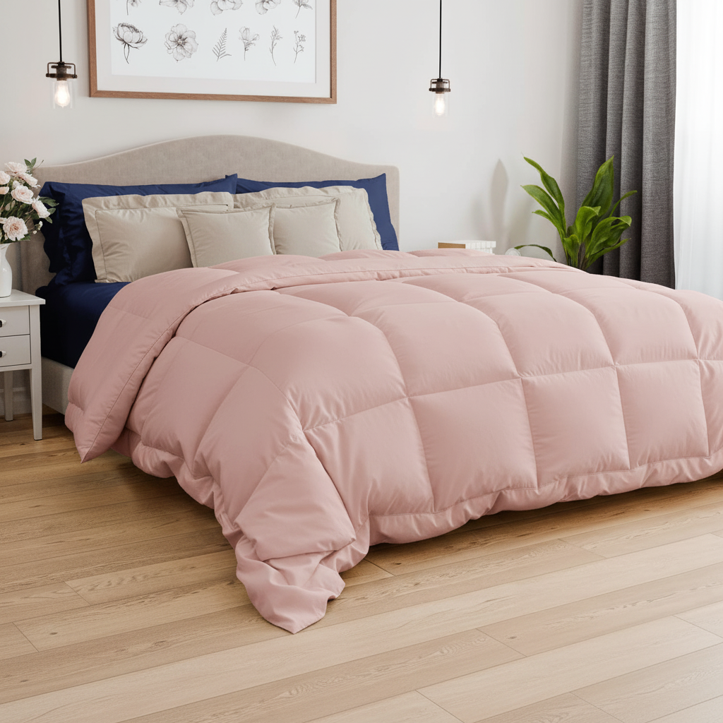 Down alternative twin comforter in blush pink