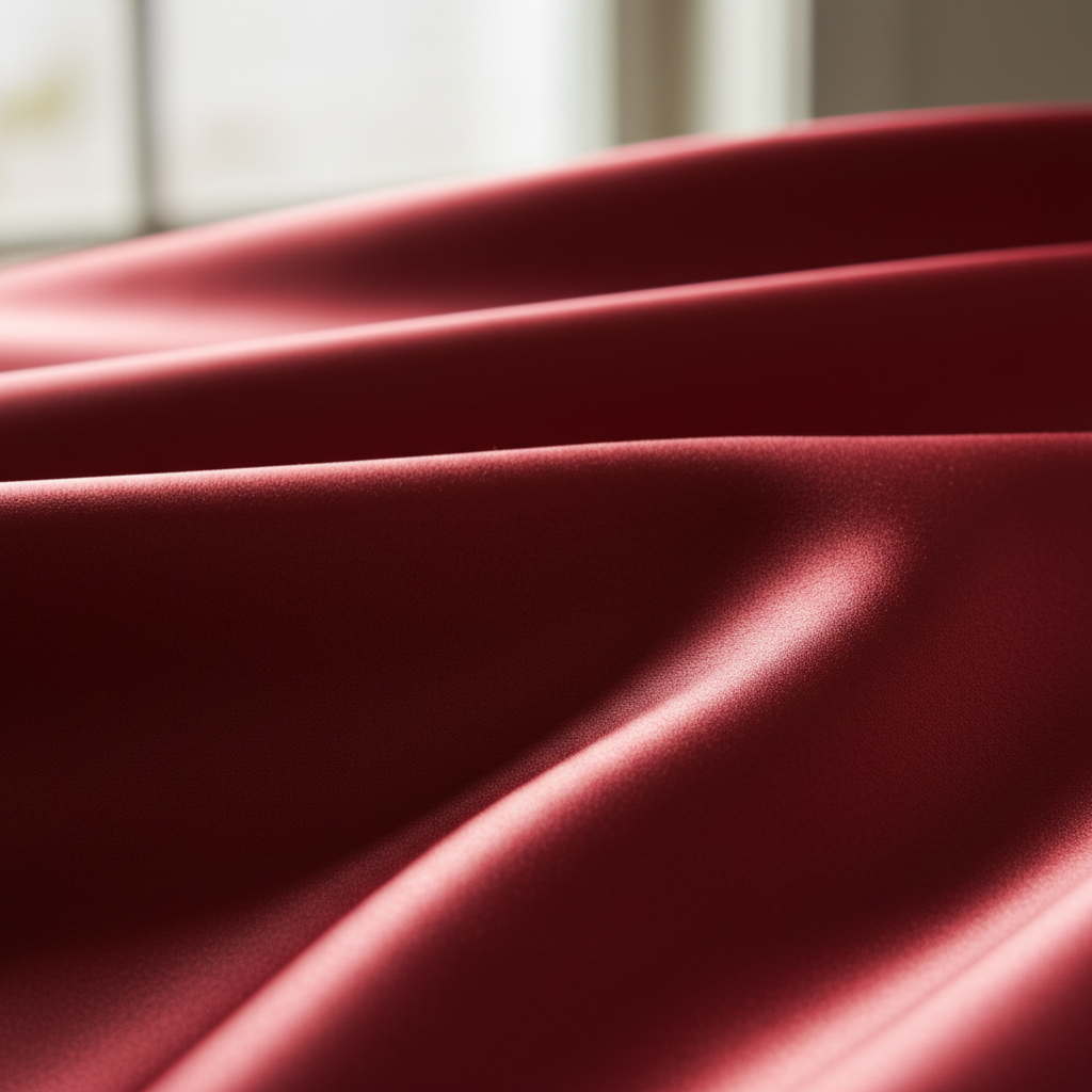 400TC Long-Staple Cotton Super King Sheet Set Rio Red - mercerised sateen fabric texture close-up