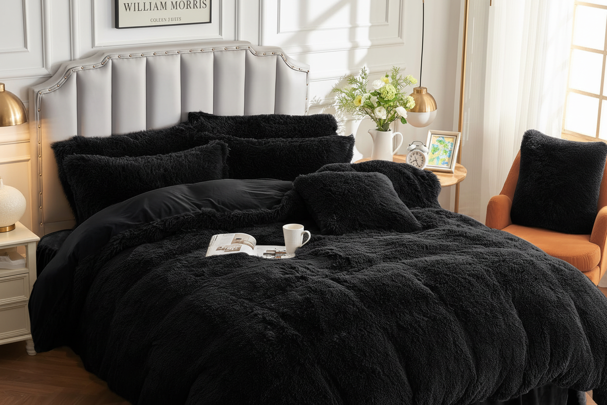 Fluffy Faux Fur Duvet Cover Set - Hero Shot