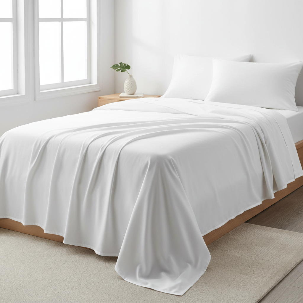 Bamboo Rayon White Sheet Set - foot of bed view