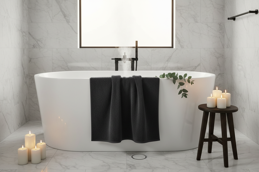 Turkish Cotton Bath Sheet - Hero Shot Freestanding Bath