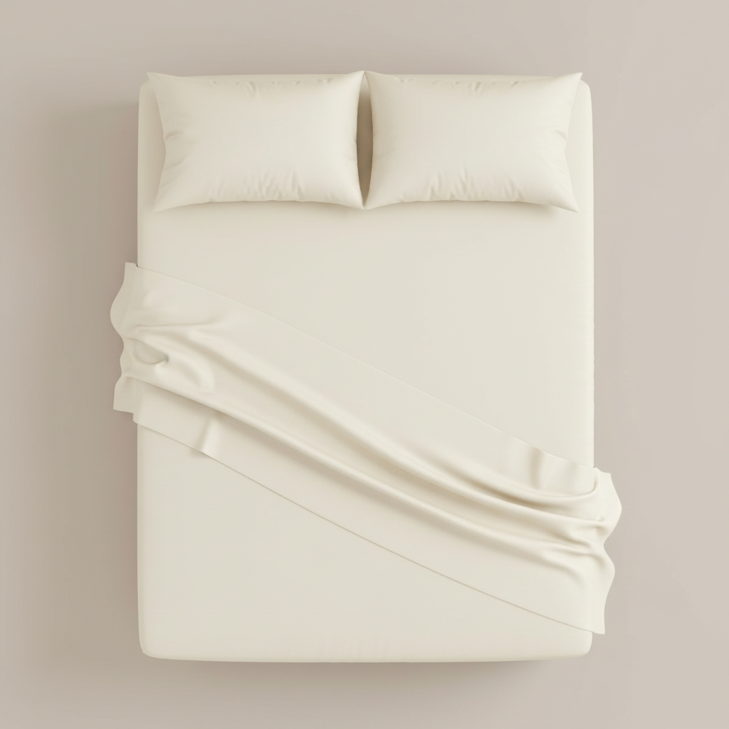 Ivory Egyptian Cotton Bed Sheets - top angle view