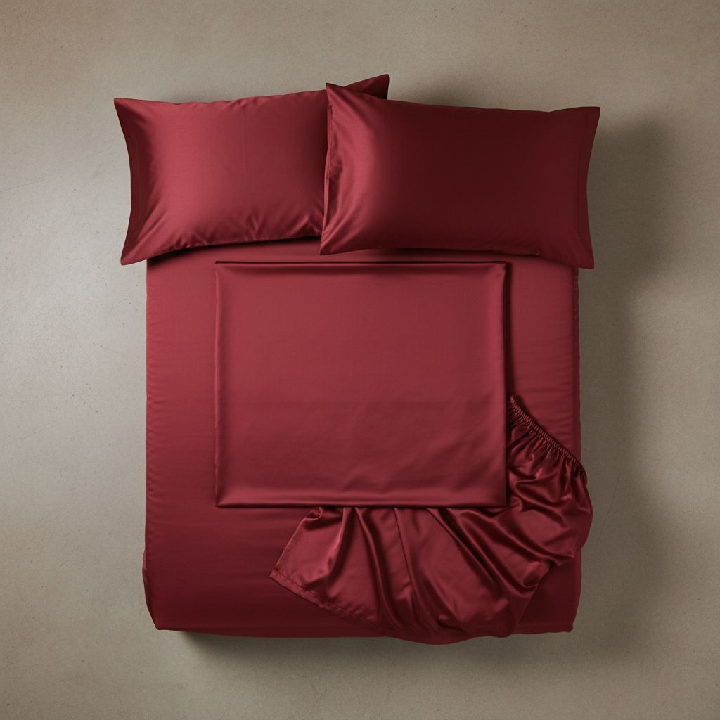 400TC Long-Staple Cotton Super King Sheet Set Rio Red - flat lay all 4 pieces