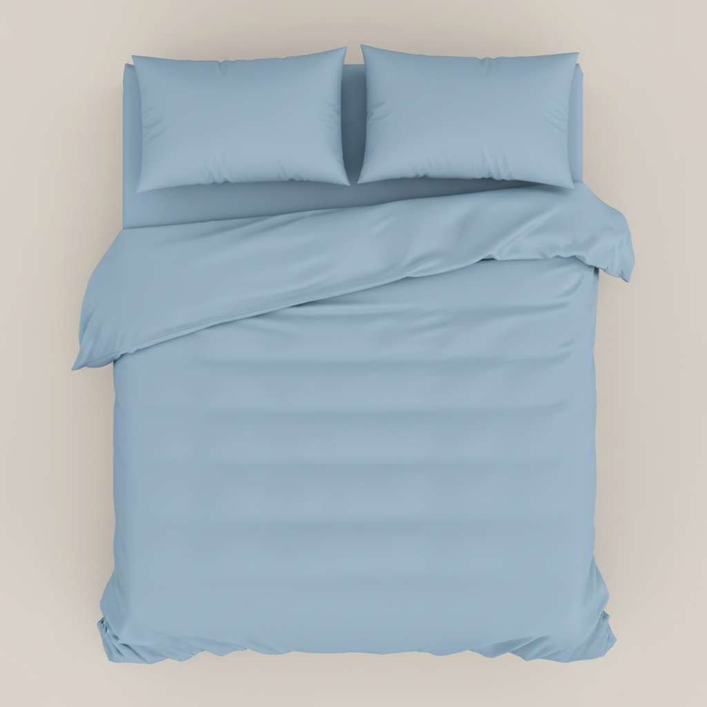 Sky Blue Egyptian Cotton Bed Sheets - top angle view