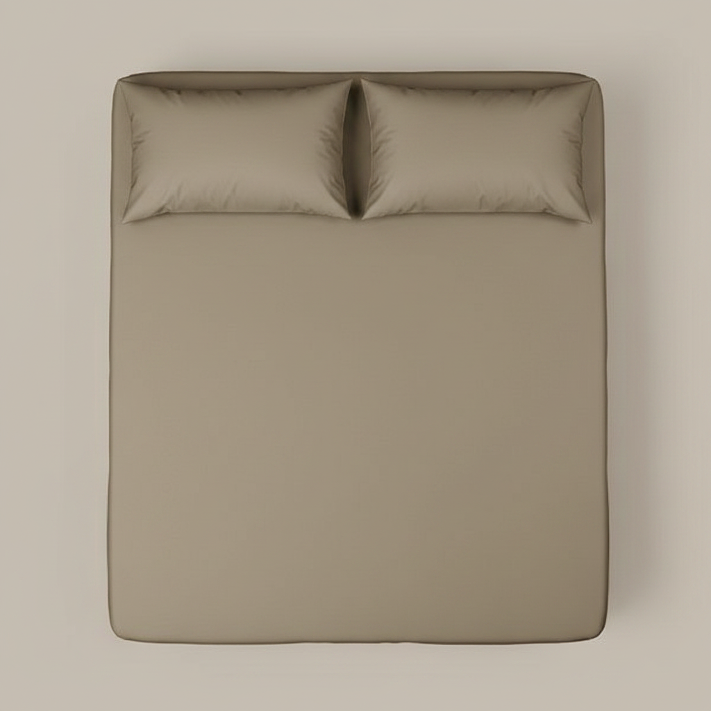 Taupe Egyptian Cotton Bed Sheets - top angle view
