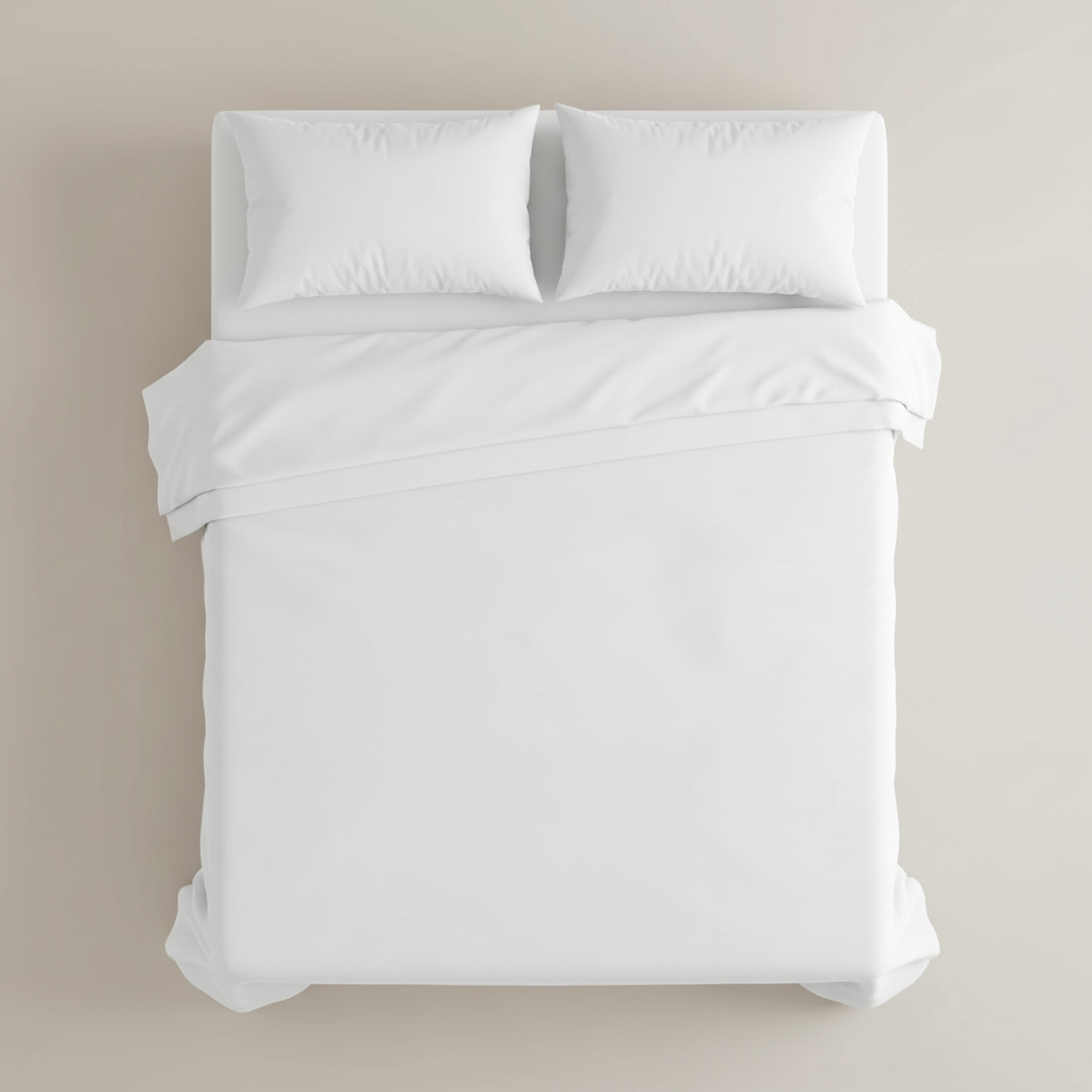 White Egyptian Cotton Bed Sheets - top angle view
