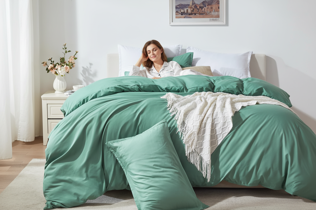 Basil Green Duvet Cover Set - Lifestyle
