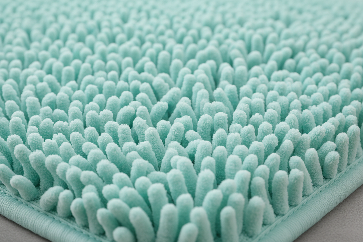 Aqua Chenille Bath Mat Set - Texture Detail