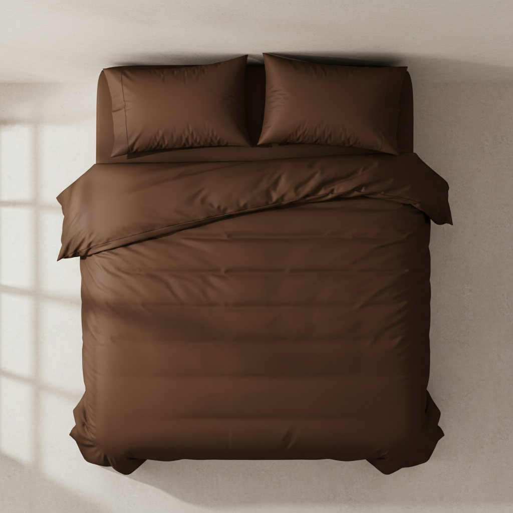 Chocolate Egyptian Cotton Bed Sheets - top down view