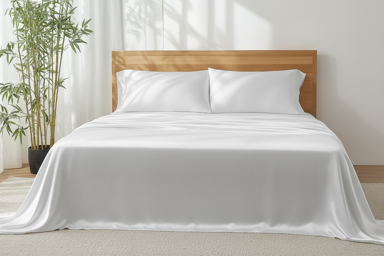 White Organic Bamboo Sheets - foot of bed view