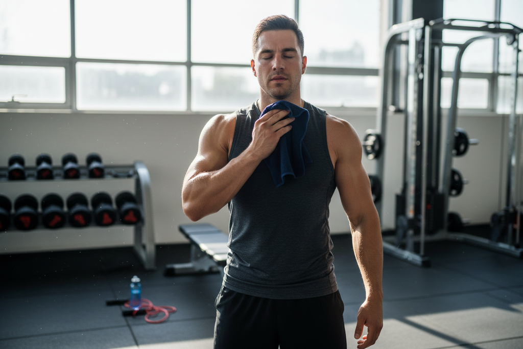 Swim Chamois Towels - gym athlete drying off after workout