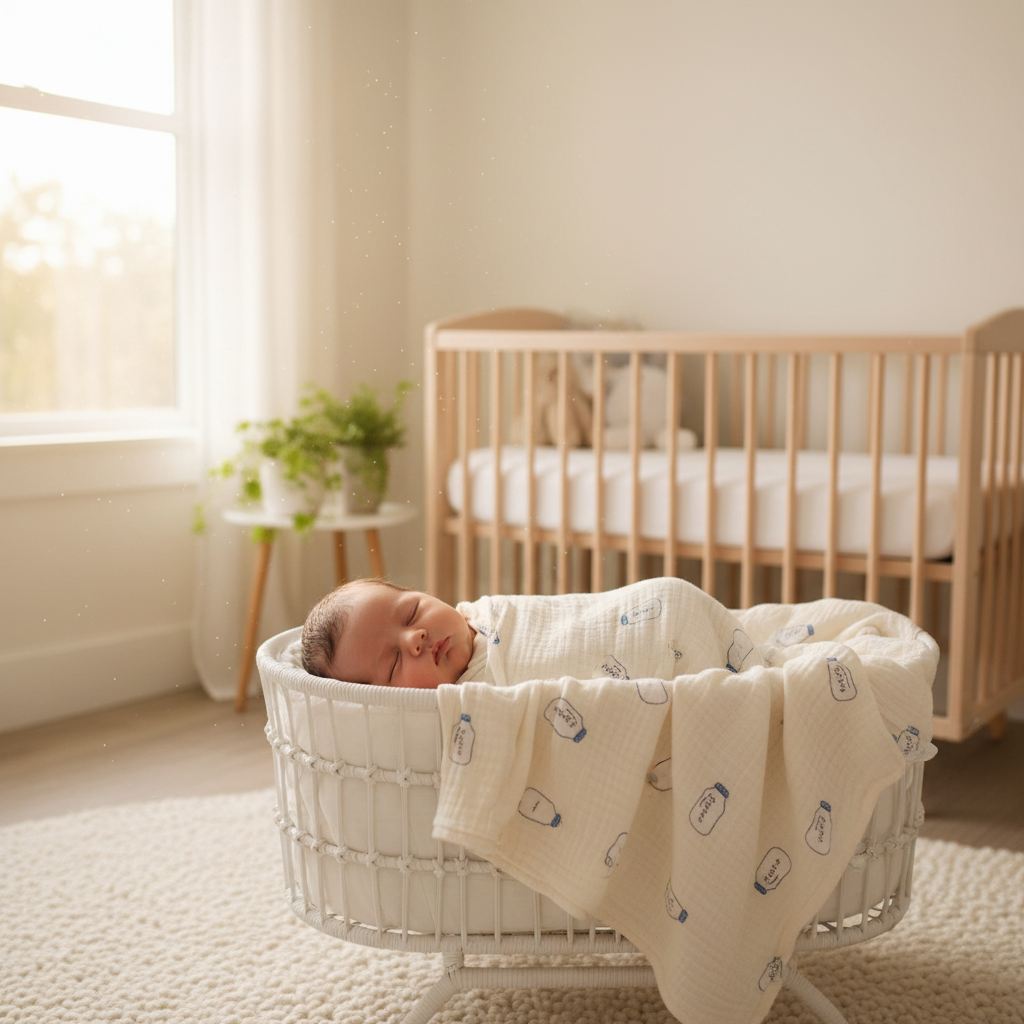 Gauze Cotton Baby Towel - Milk Bottle lifestyle